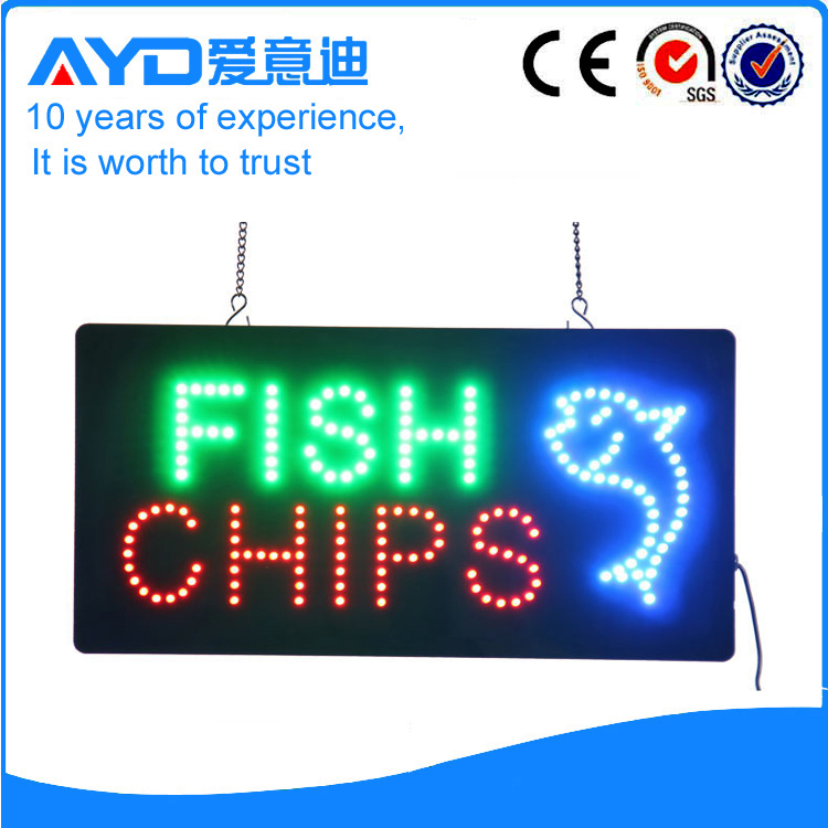AYD Good Price LED Fish Chips Sign