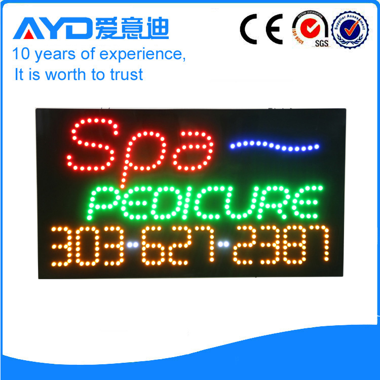 AYD LED Spa Pedicure Sign with phone number