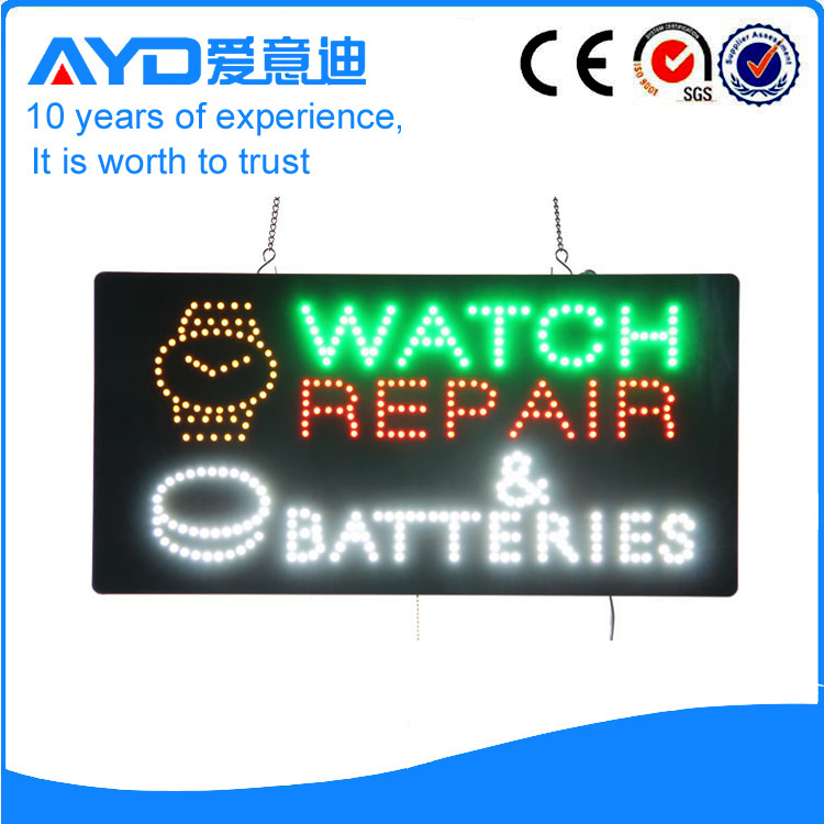 AYD LED Watch Repairs&Batteries Sign