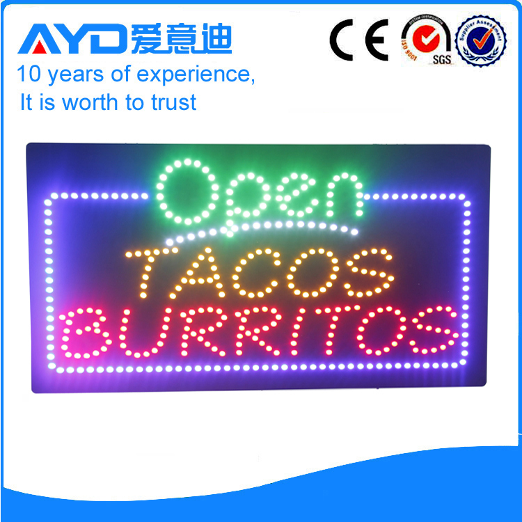 AYD LED Open Tacos Burritos Sign