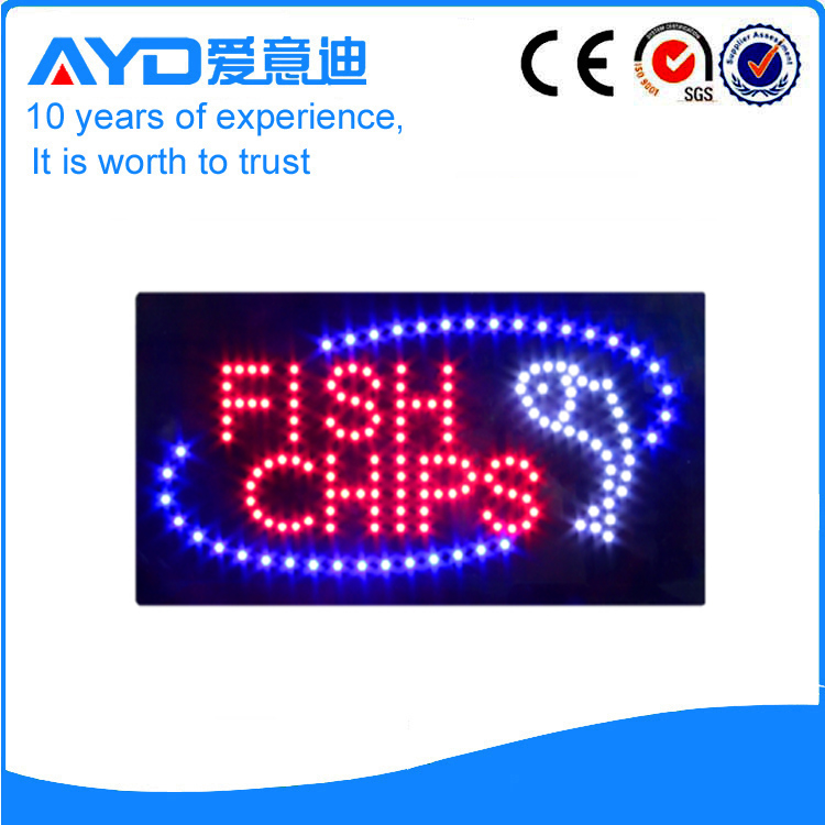 Hidly Super Bright LED Fish Chips Signs  For Sales